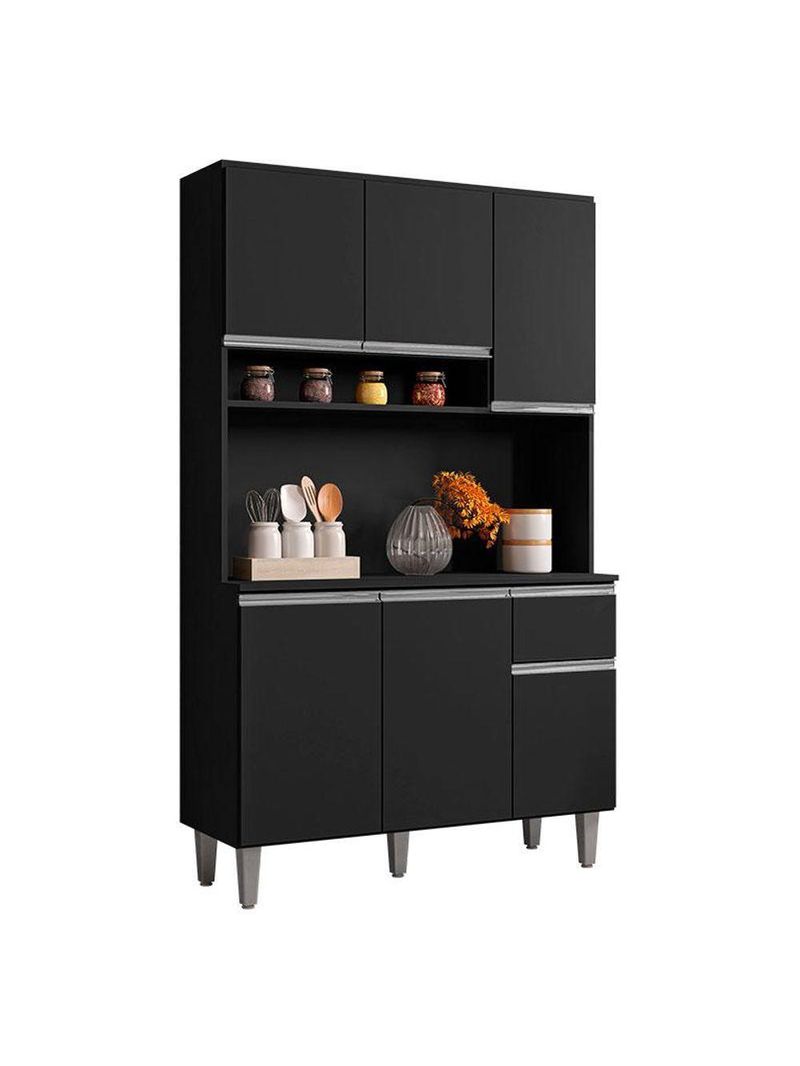 Armário Para Cozinha Kit Márcia Preto Fosco - Ajl