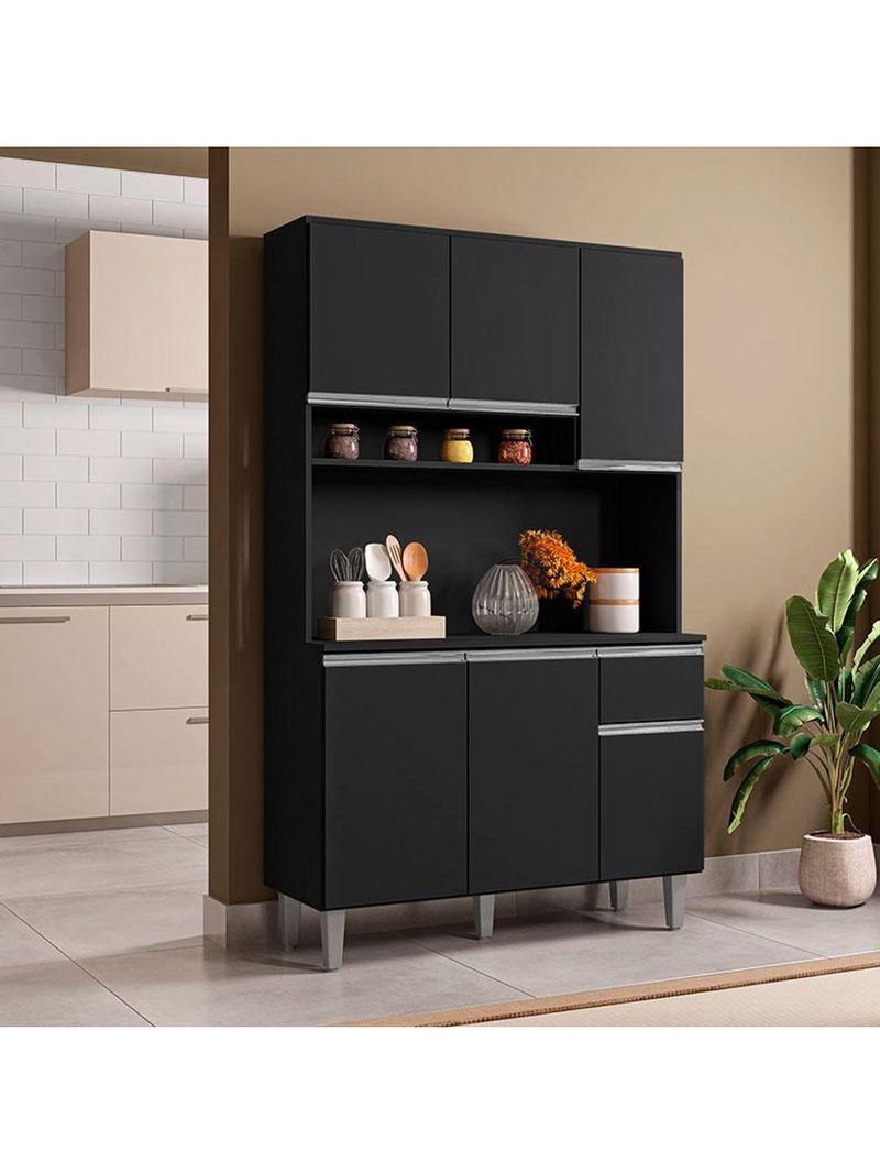 Armário Para Cozinha Kit Márcia Preto Fosco - Ajl