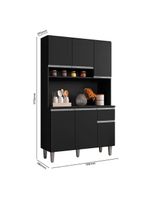 Armário Para Cozinha Kit Márcia Preto Fosco - Ajl