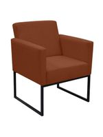 Poltrona Jade Conforto Aconchego Tecido Boucle Base Metálica Terracota