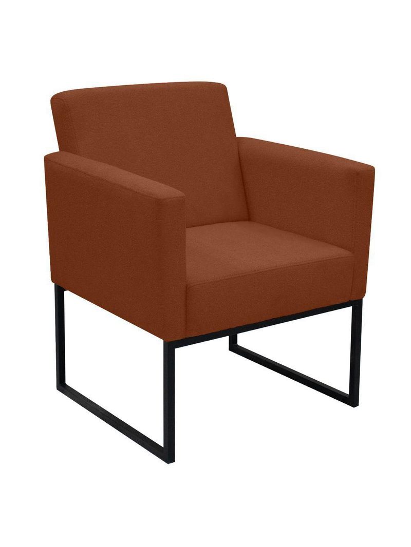 Poltrona Jade Conforto Aconchego Tecido Boucle Base Metálica Terracota