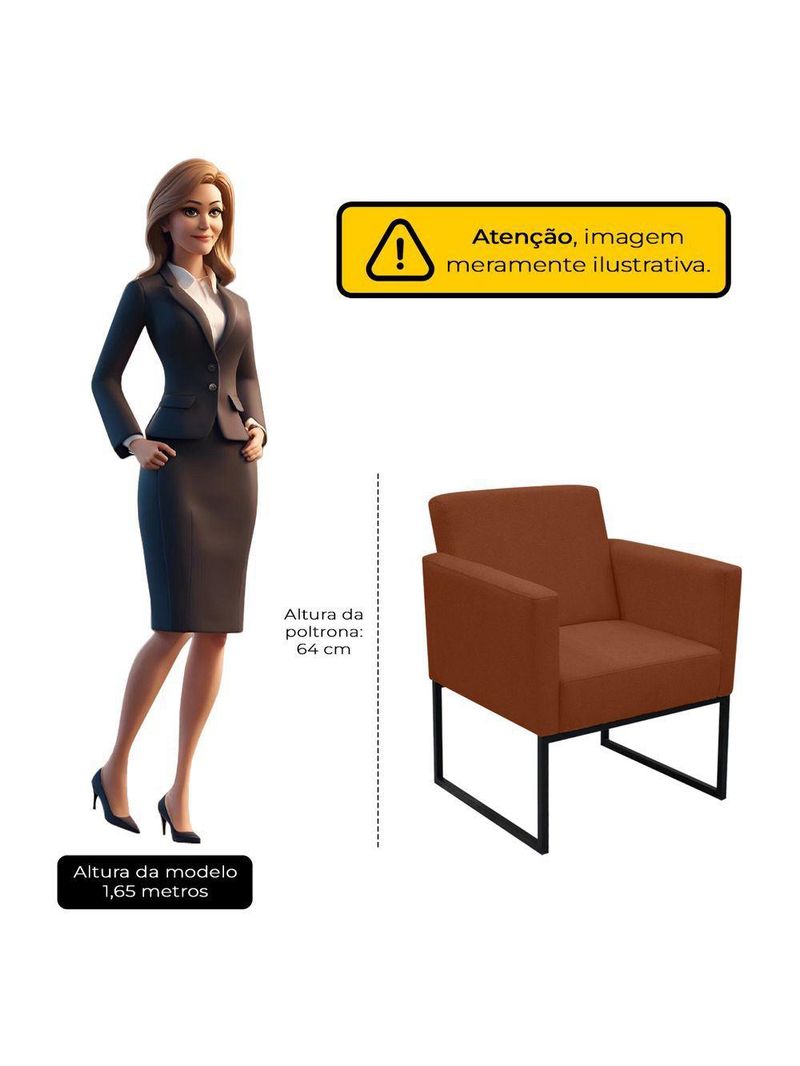 Poltrona Jade Conforto Aconchego Tecido Boucle Base Metálica Terracota