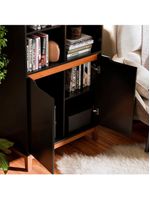 Livreiro Ej Flow 2 Portas 6 Prateleiras Com Pés Madeira Preto