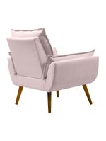 Poltrona Opala Conforto Aconchego Tecido Linho E Pés Palito Rosa