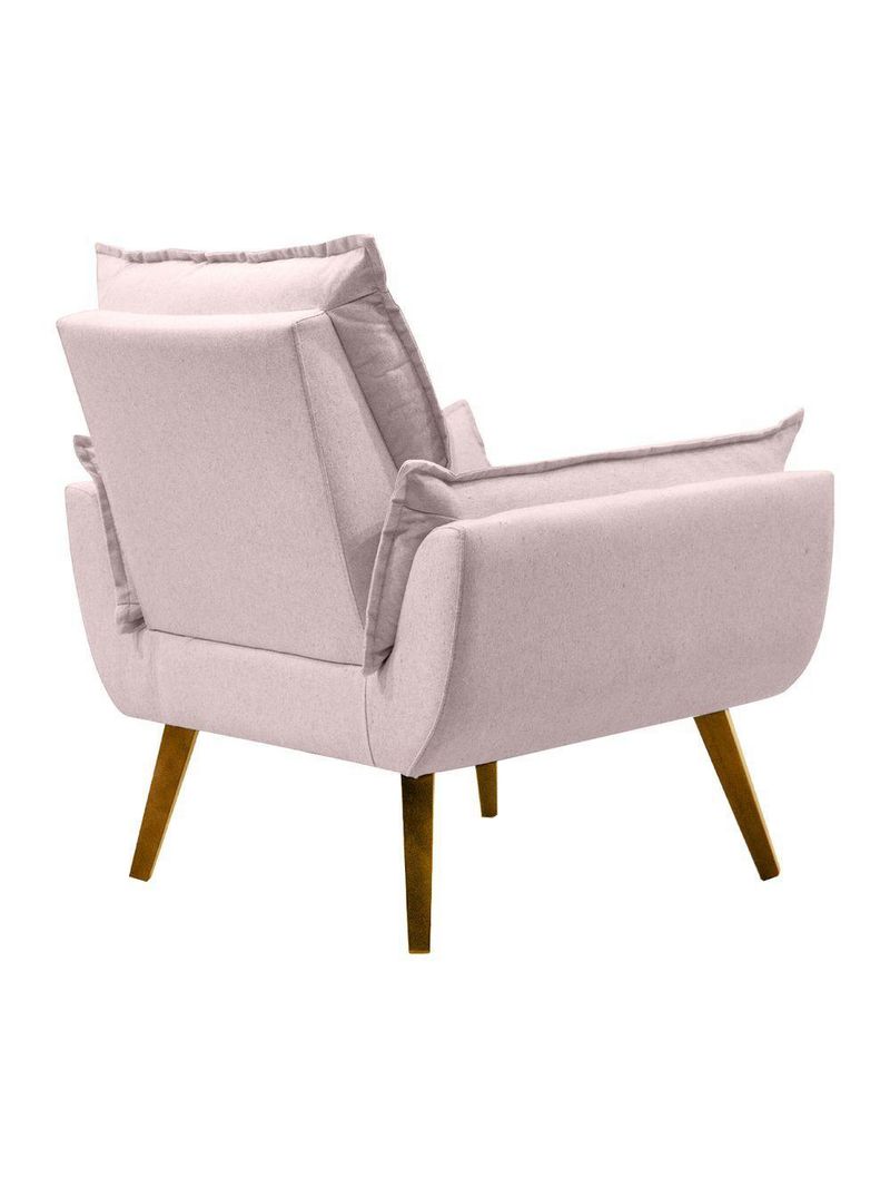 Poltrona Opala Conforto Aconchego Tecido Linho E Pés Palito Rosa