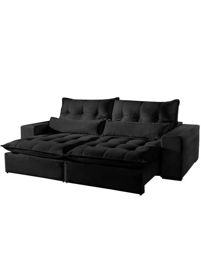 Sofá 4 Lugares Retrátil E Reclinável Máximo Veludo Preto