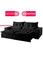 Sofá 4 Lugares Retrátil E Reclinável Máximo Veludo Preto