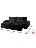 Sofá 4 Lugares Retrátil E Reclinável Máximo Veludo Preto