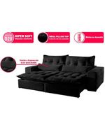 Sofá 4 Lugares Retrátil E Reclinável Máximo Veludo Preto