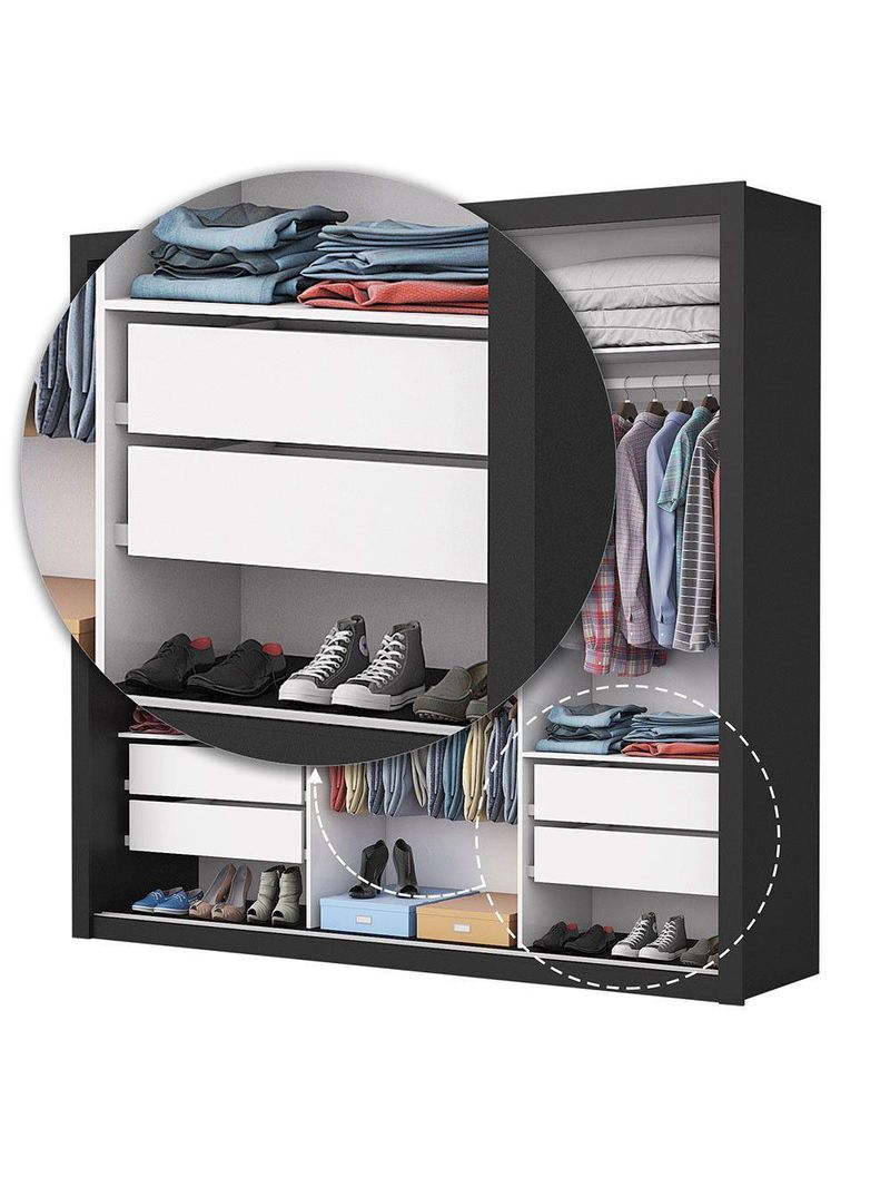 Guarda Roupa Com Espelho 3 Portas 4 Gavetas Carioca Moveis