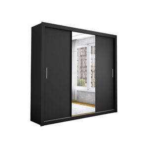 Guarda Roupa Casal Isabela Luxo Com Espelho 3 Portas De Correr 4 Gavetas Carioca Moveis Preto