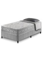 Conjunto Cama Box Solteiro Zidi Alabama 88x188 Mola Ensacada Cinza Solteiro