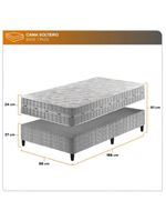 Conjunto Cama Box Solteiro Zidi Alabama 88x188 Mola Ensacada Cinza Solteiro