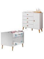 Berço Americano Ludmila Com Cômoda Infantil Duda Branco Acetinado Bétula - Carolina