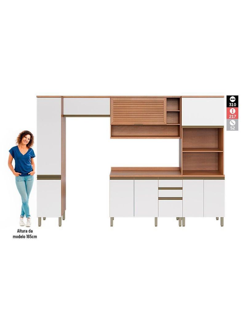 Cozinha Completa Thela Bárbara 5 Peças Com Balcão Freijó/branco