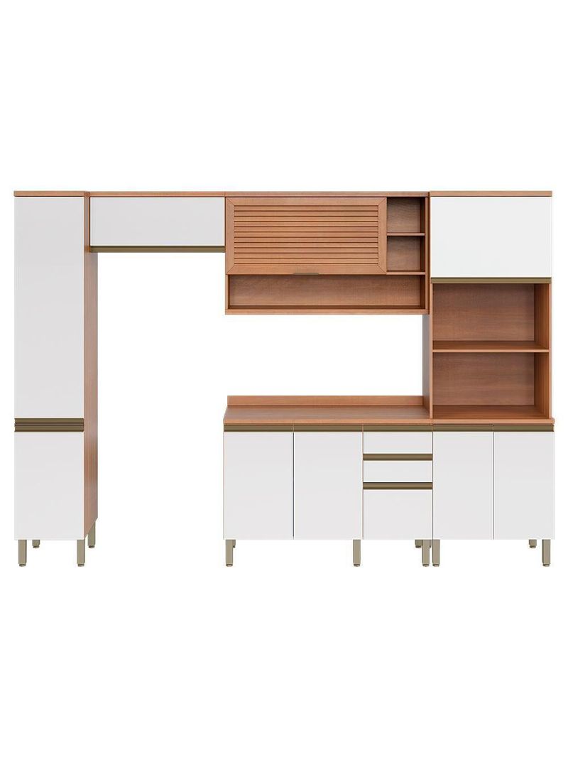 Cozinha Completa Thela Bárbara 5 Peças Com Balcão Freijó/branco