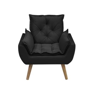 Kit Com 2 Poltronas Opala Conforto Decorativa Em Veludo Preto