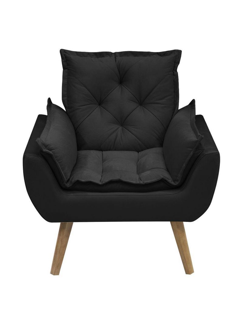 Kit Com 2 Poltronas Opala Conforto Decorativa Em Veludo Preto