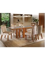 Mesa Lottus Com Tampo Em Mdf E Vidro 6 Cadeiras Shopkasa