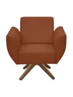 Poltrona Jolly Decorativa Com Base Madeira Em Tecido Boucle Terracota