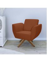 Poltrona Jolly Decorativa Com Base Madeira Em Tecido Boucle Terracota