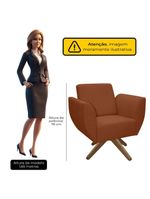 Poltrona Jolly Decorativa Com Base Madeira Em Tecido Boucle Terracota