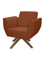 Poltrona Jolly Decorativa Com Base Madeira Em Tecido Boucle Terracota