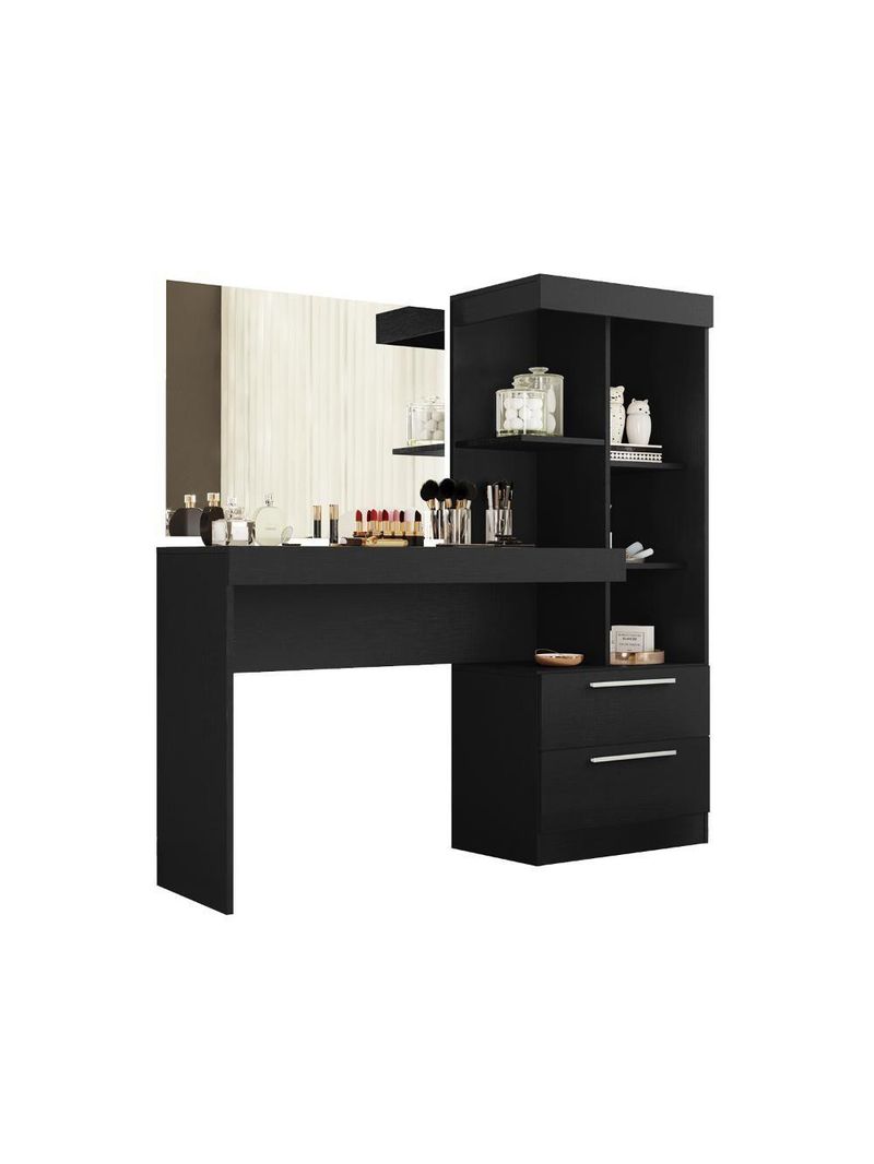 Penteadeira Com Espelho Preto Tx Notável Móveis Preto Tx