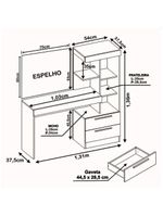 Penteadeira Com Espelho Preto Tx Notável Móveis Preto Tx