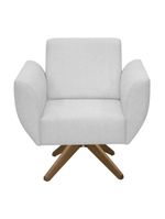 Poltrona Jolly Decorativa Com Base Madeira Em Tecido Boucle Cinza