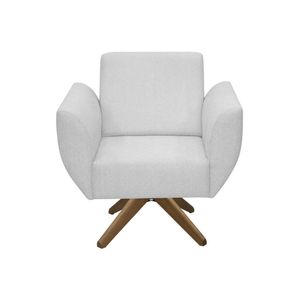 Poltrona Jolly Decorativa Com Base Madeira Em Tecido Boucle Cinza
