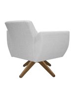 Poltrona Jolly Decorativa Com Base Madeira Em Tecido Boucle Cinza