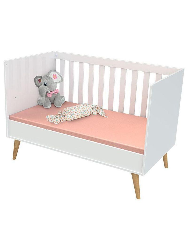 Berço Americano Ludmila E Guarda Roupa 3 Portas Duda Branco Acetinado Bétula Com Colchão Gazin - Carolina