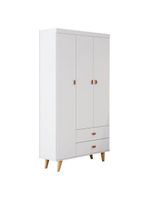 Berço Americano Ludmila E Guarda Roupa 3 Portas Duda Branco Acetinado Bétula Com Colchão Gazin - Carolina