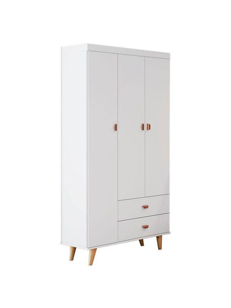 Berço Americano Ludmila E Guarda Roupa 3 Portas Duda Branco Acetinado Bétula Com Colchão Gazin - Carolina