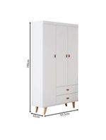 Berço Americano Ludmila E Guarda Roupa 3 Portas Duda Branco Acetinado Bétula Com Colchão Gazin - Carolina