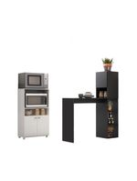 Balcão para Forno e Micro-ondas 2 Portas e Bancada com Armário Multimóveis MP2253 Branco/Preto