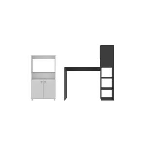 Balcão para Forno e Micro-ondas 2 Portas e Bancada com Armário Multimóveis MP2253 Branco/Preto