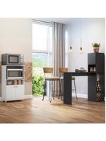 Balcão para Forno e Micro-ondas 2 Portas e Bancada com Armário Multimóveis MP2253 Branco/Preto