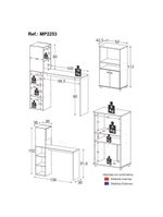 Balcão para Forno e Micro-ondas 2 Portas e Bancada com Armário Multimóveis MP2253 Branco/Preto
