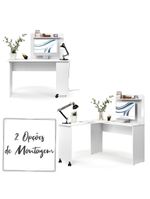 Escrivaninha Em L 2 Em 1 Com Rodízios E Prateleira Branco