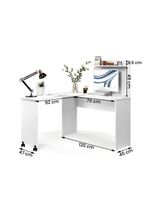 Escrivaninha Em L 2 Em 1 Com Rodízios E Prateleira Branco