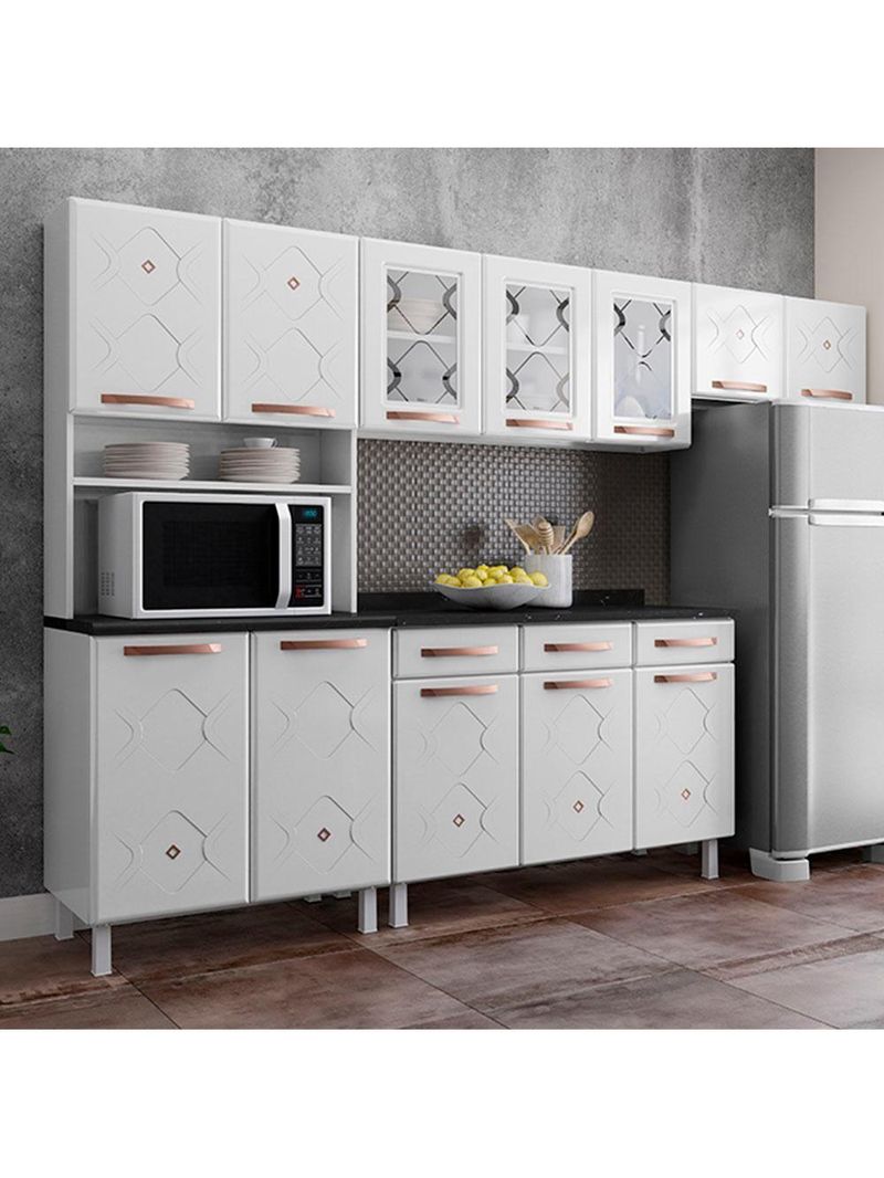 Cozinha De Aço Completa Telasul Mirage Com Balcão Branco