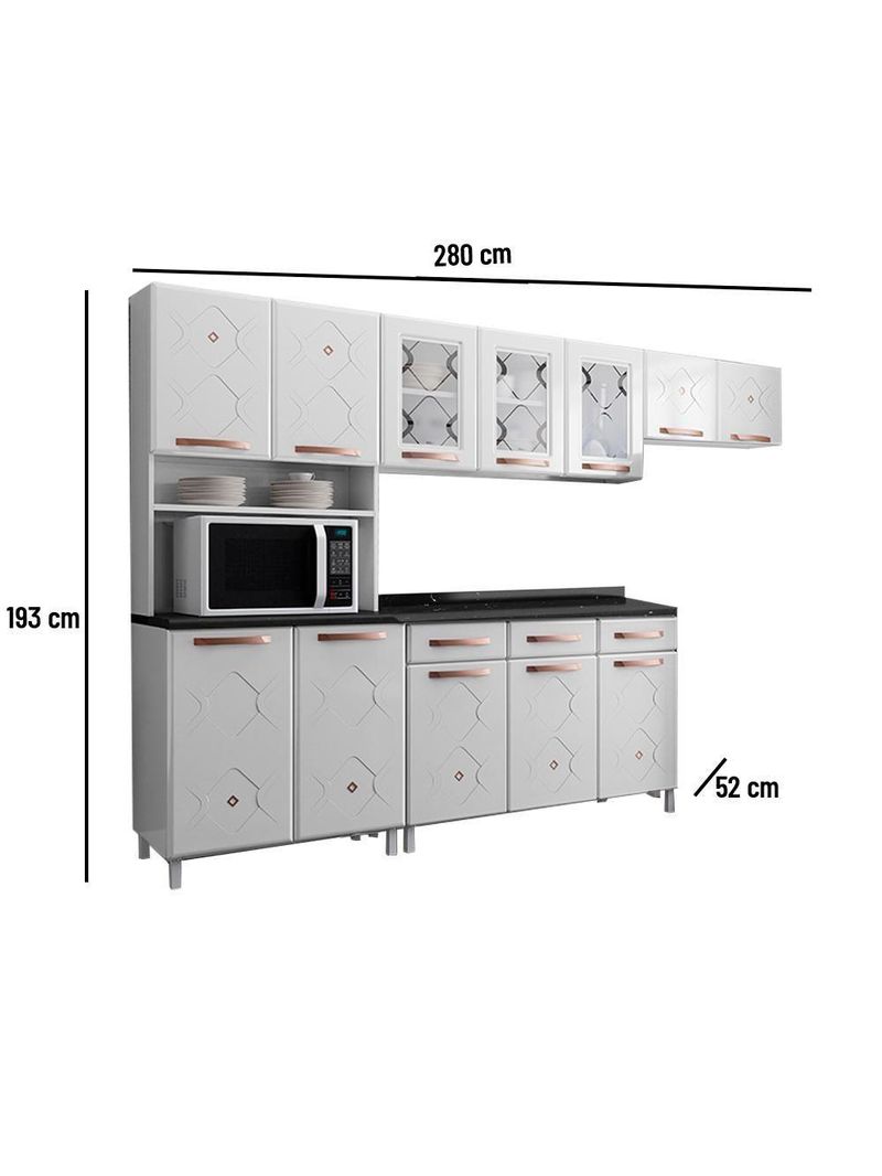 Cozinha De Aço Completa Telasul Mirage Com Balcão Branco