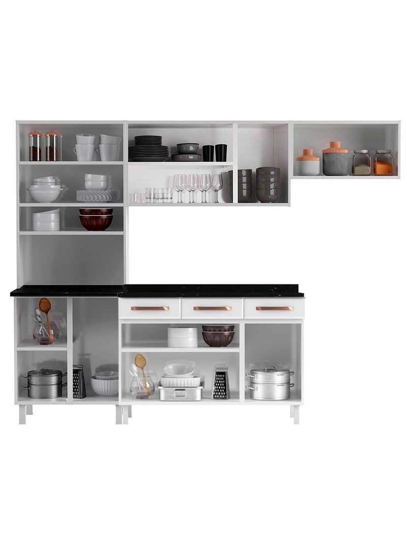 Cozinha De Aço Completa Telasul Mirage Com Balcão Branco