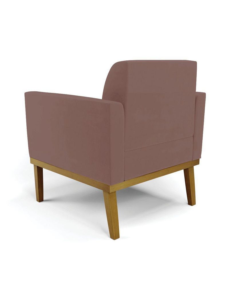 Sofá Namoradeira Com Poltrona Base De Madeira Fixa Castanho Marisa Veludo D03 - D?rossi Cor Rose
