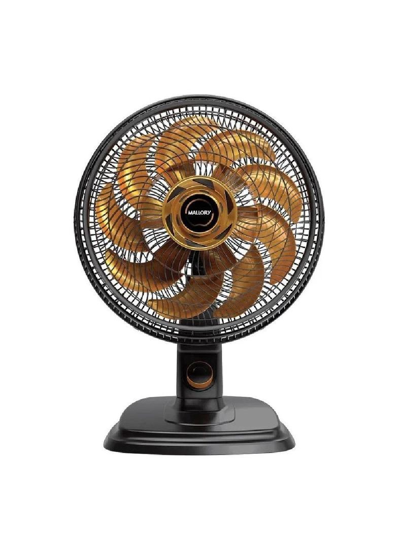 Ventilador De Mesa Mallory Egeo 40cm Preto E Dourado - 127v