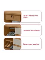 Cômoda Vedra 7 Gavetas 2 Portas Amêndoa Clean/Off White