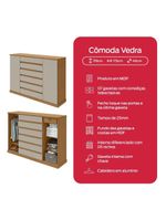 Cômoda Vedra 7 Gavetas 2 Portas Amêndoa Clean/Off White