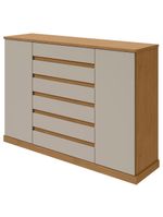 Cômoda Vedra 7 Gavetas 2 Portas Amêndoa Clean/Off White